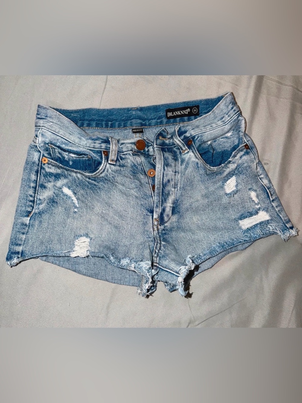 Blank NYC Light Blue Distressed Denim Cutoff Shorts